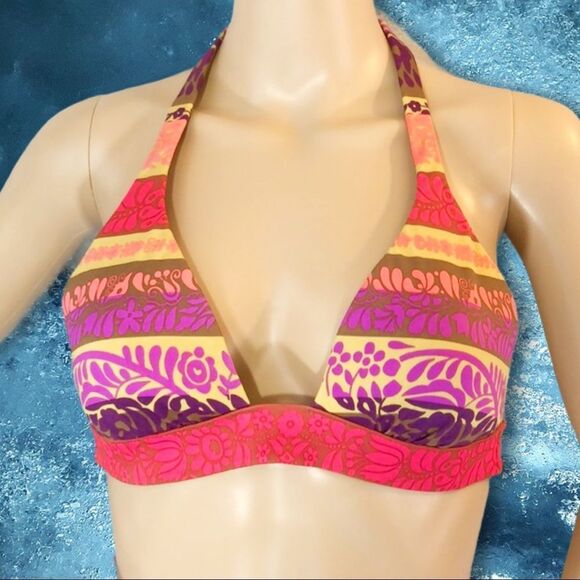 Victoria's Secret Halter Tie Colorful Bikini Top Floral Small - Picture 1 of 13